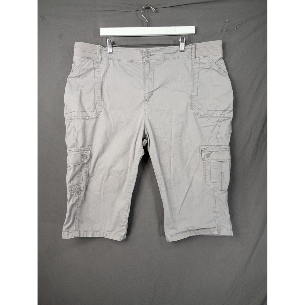 Lee Womens Relaxed Fit Mid Rise Cargo Shorts Gray Plus Size 24W Medium 6953